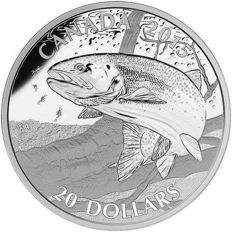 2015 $20 FINE SILVER COIN - NORTH AMERICAN SPORTFISH: LARGEMOUTH BASS ...