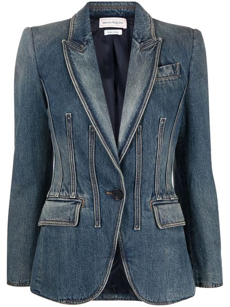 Alexander McQueen Tailored Denim Jacket Farfetch