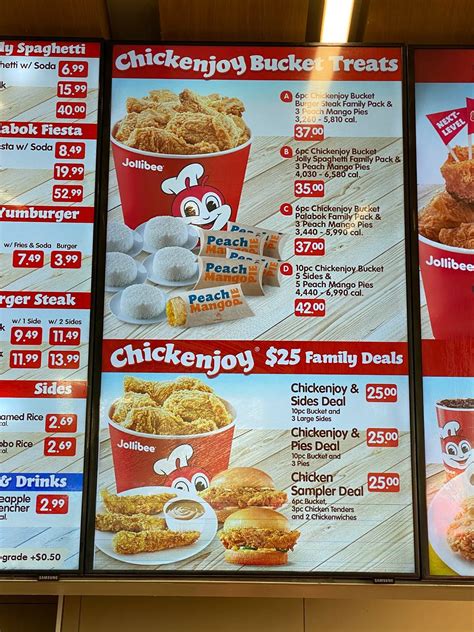 Menu At Jollibee Fast Food Jacksonville Atlantic Blvd