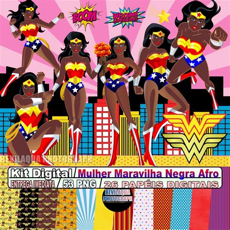 Kit Digital Mulher Maravilha Negra Afro Elo