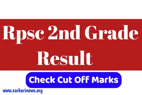 Rpsc Nd Grade Result Check Result Cutoff Marks Merit List