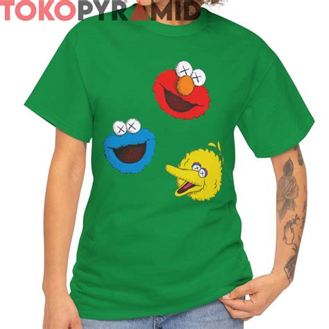 Rare Kaws Sesame Street Shirt Big Bird Elmo Grover Tokopyramid