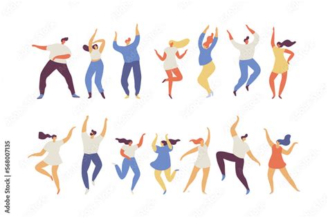 Dancing people silhouette flat vector characters Stock Vector | Adobe Stock