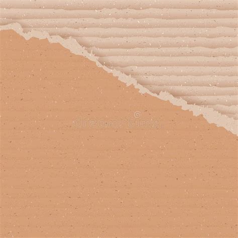 Corrugated Brown Cardboard Background With Torn Peace Stock Vector