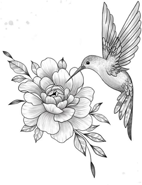 hummingbird flower tattoo 2
