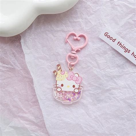 Kawaii Sanrio Kuromi Hello Kitty Keychain Car Keyring Cute Cinnamoroll