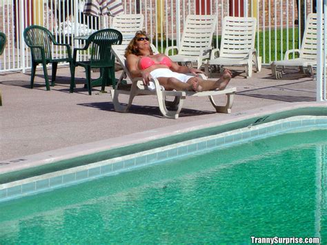 Older Tranny Picked Up By The Pool In Bikini Gets Some Cock Porn Pictures XXX Photos Sex