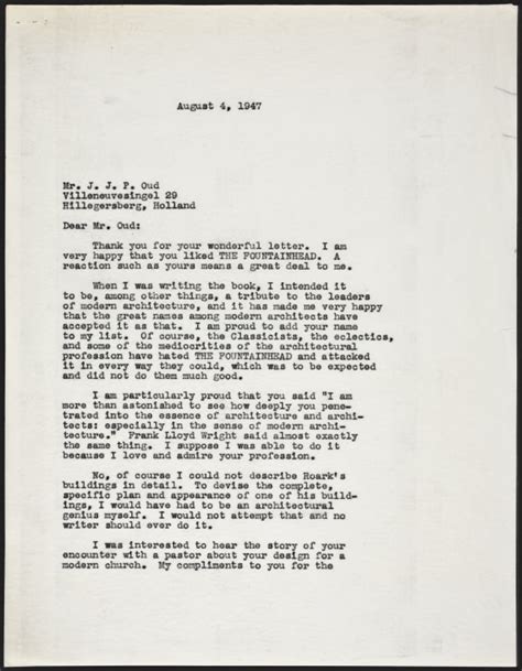 To J J P Oud Letter 308 AynRand Org