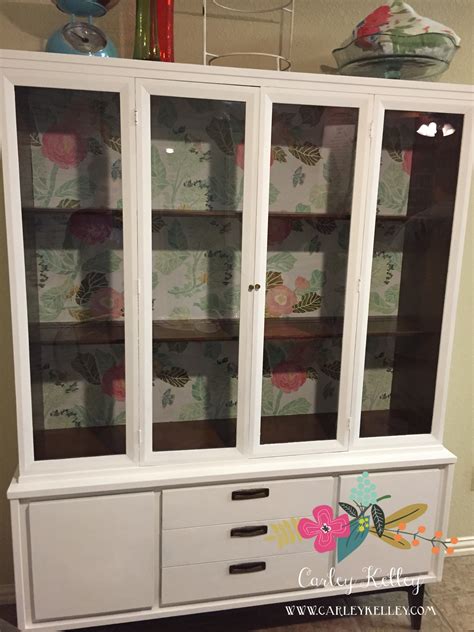 Painted China Cabinet With Wallpaper Two Birds Home