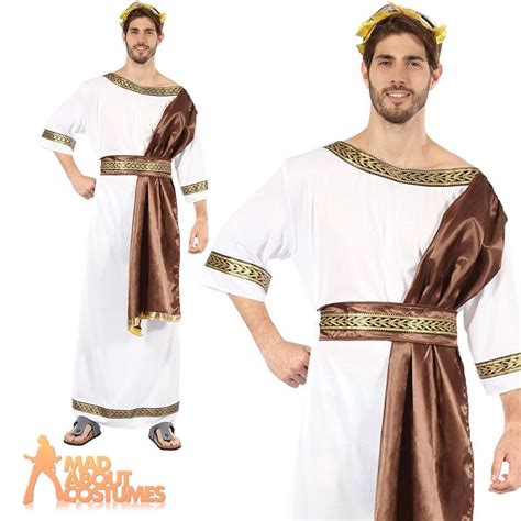 Adult Greek God Costume Mens Roman Toga Egyptian Fancy Dress Outfit New