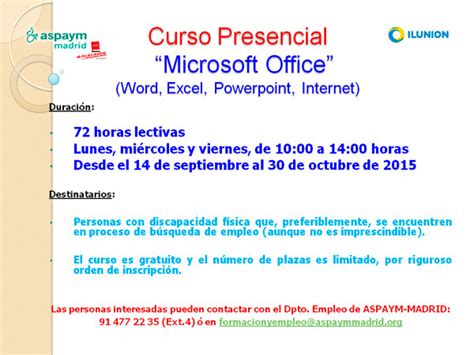 Curso Presencial Microsoft Office ASPAYM Madrid