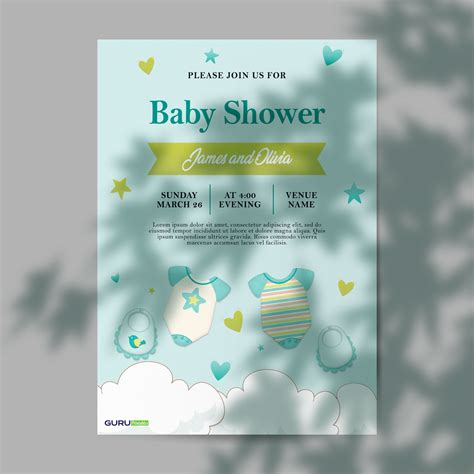 Baby Shower Invitation Flyer Template Guru Printables