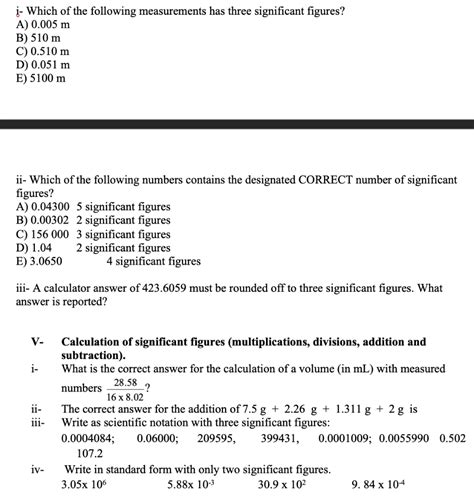 Solved į Which Of The Following Measurements Has Three