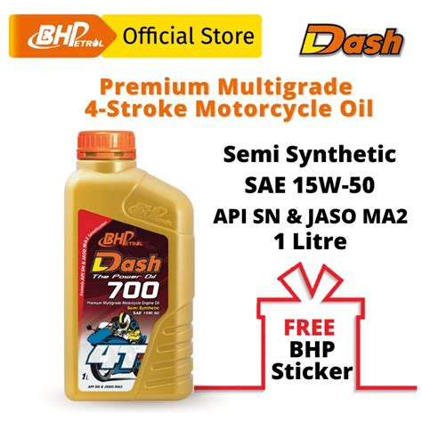 Bhp Dash W T Semi Synthetic Motorcycle Oil L Api Sn Jaso