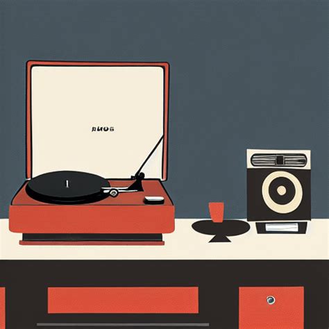 Midcentury Modern Record Player Interior Illustration · Creative Fabrica