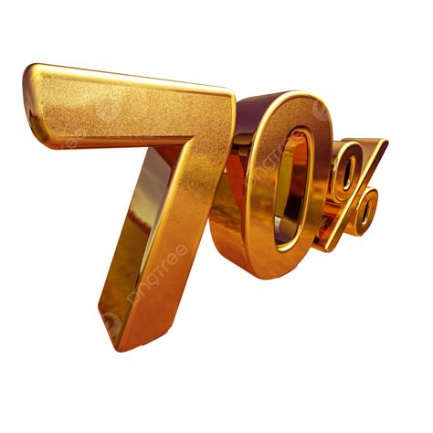 3d Oro 70 Setenta Por Ciento De Descuento Signo Textura De Oro PNG