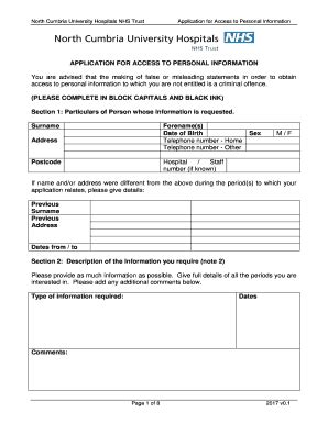 Fillable Online Sar Application Form Patient Access To Information