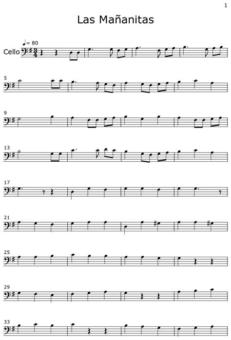 Las Mañanitas Sheet music for Cello