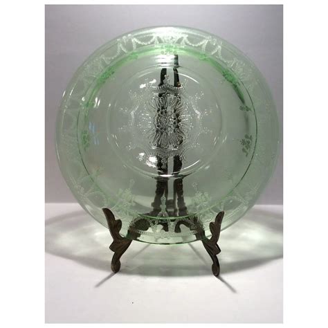 Hocking Green Cameo Pattern Depression Glass 9” Rimmed Soup Bowl A Glass Act Ruby Lane