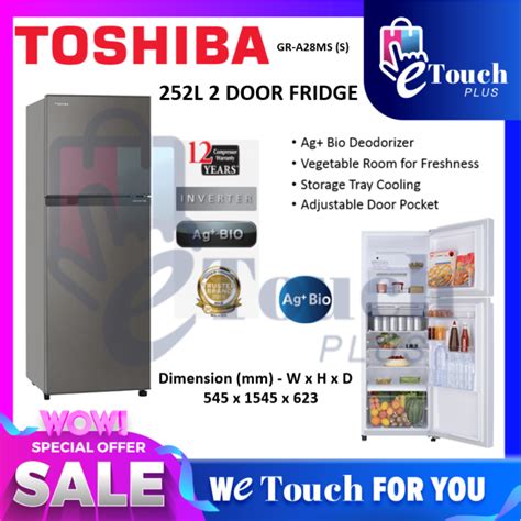 Toshiba Gr A28ms Ds Inverter 2 Door Refrigerator Gross 252l Lazada