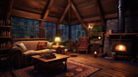 Cozy Log Cabin Backdrop For Virtual Meetings And Office Environments