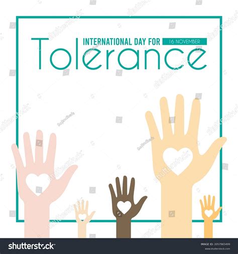 International Day Tolerance 16 November Hands เวกเตอร์สต็อก ปลอดค่า