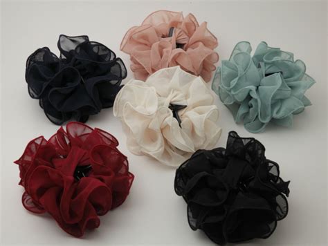 Chiffon Wave Hair Clamp Solid Color Flower Hair Jaw Claw Clip Chiffon