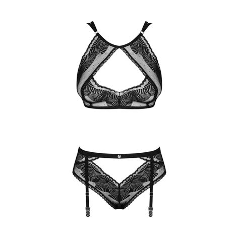 Set Sexy Obsessive Allastia Reggiseno Slip Con Reggicalze Integrato