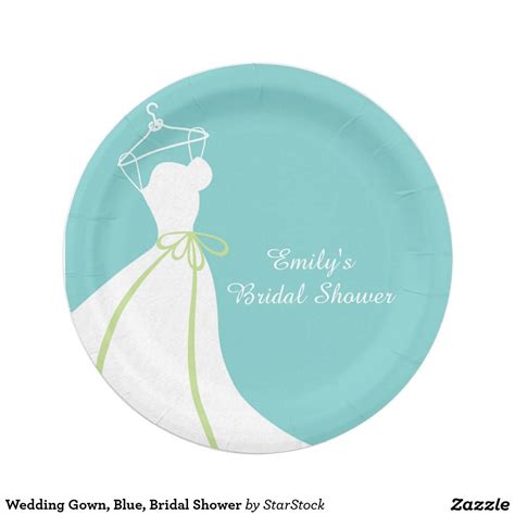 Wedding Gown Blue Bridal Shower Paper Plate Zazzle Bridal