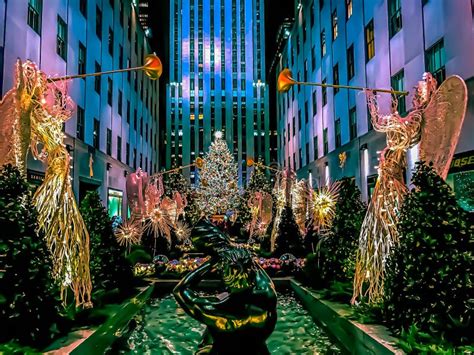 Festive Christmas Ornaments And Decorations At Rockefeller Center Editorial Photo Image Of