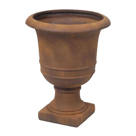 Luxenhome In H Rusty Brown Urn Mgo Planter Whpl The Home Depot