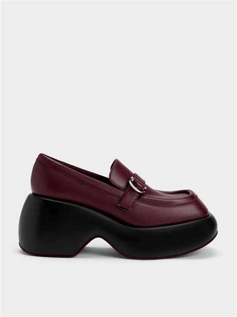 Burgun Buckled Platform Penny Loafers Charles And Keith Us