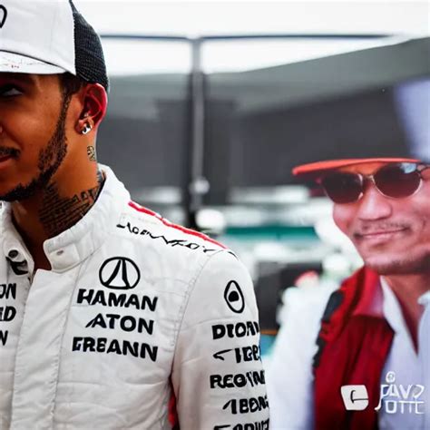 Closeup Portrait Of Lewis Hamilton At The Formula Stable Diffusion