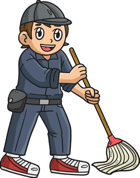 Janitor Cleaning Cartoon Colored Clipart 26758918 Vector Art at Vecteezy