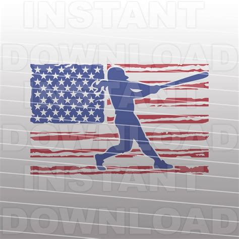 Patriotic Softball Batter SVG Filedistressed USA Flag Etsy