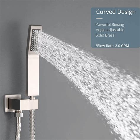 Wowow Brushed Nickel Rain Shower System With Body Jets And Handheld