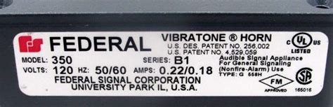 New Federal Signal 350 Vibratone Horn Series B1 Sb Industrial Supply