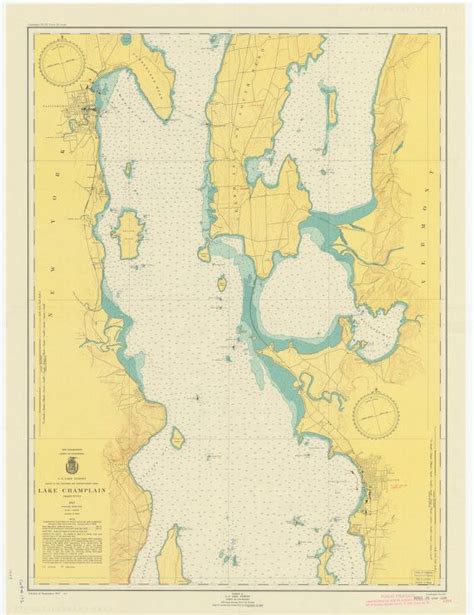 Lake Champlain Map Nautical Chart Print Etsy Canada Lake