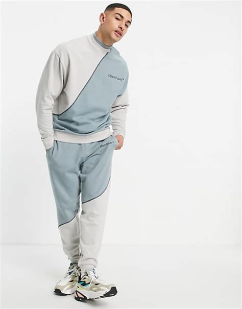 Asos Dark Future Co Ord With Curved Cut And Sew With Logo Print In Grey