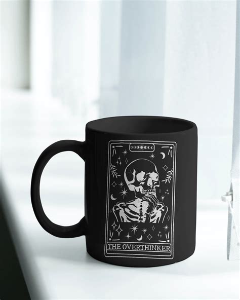 The Overthinker 11oz Black Ceramic Tarot Card Mug Etsy