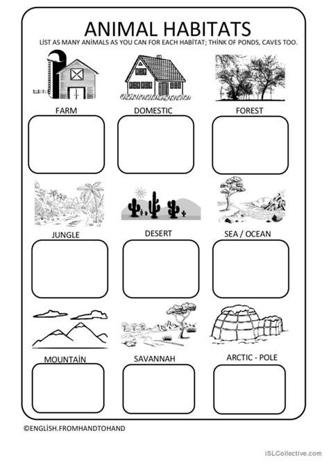 Animal Habitats board game: English ESL worksheets pdf & doc