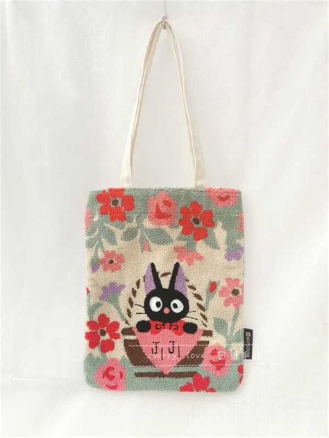 Kababaihang Black Eco Canvas Tote Bag Totoro Studio Ghibli Miyazaki