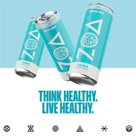 Zoa Zero Sugar Energy Drinks Tropical Punch Healthy Energy Formula