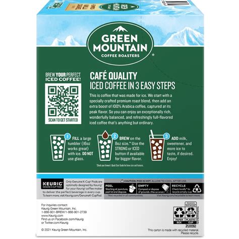 Green Mountain Coffee Roasters K Cup Brew Over Ice Vanilla Caramel