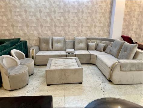 Velvet Lts Seater Sheesham Wood L Shape Sofa Set At Rs Set In