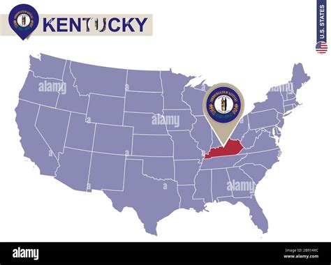 Kentucky State On Usa Map Kentucky Flag And Map Us States Stock