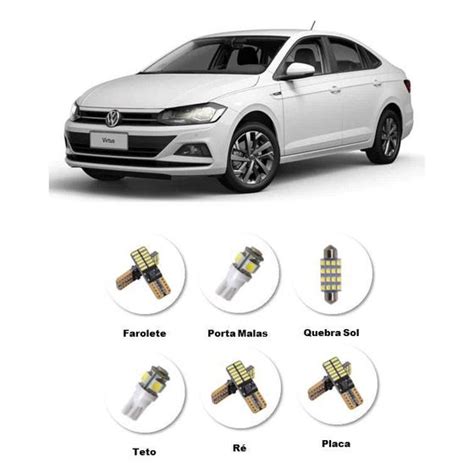 Kit Lâmpada Led Volkswagen Virtus Farolete Teto Placa Doutor Lumens