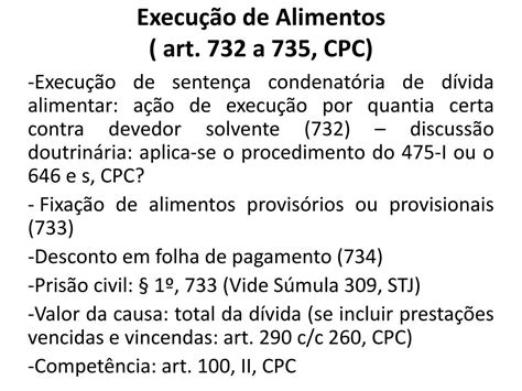 PPT Execução de Alimentos art 732 a 735 CPC PowerPoint