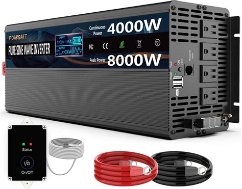 Roarbatt 4000 Watt Inverter Pure Sine Wave Power Inverters Dc 12 Volt