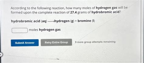 Solved According To The Following Reaction How Many Moles Chegg